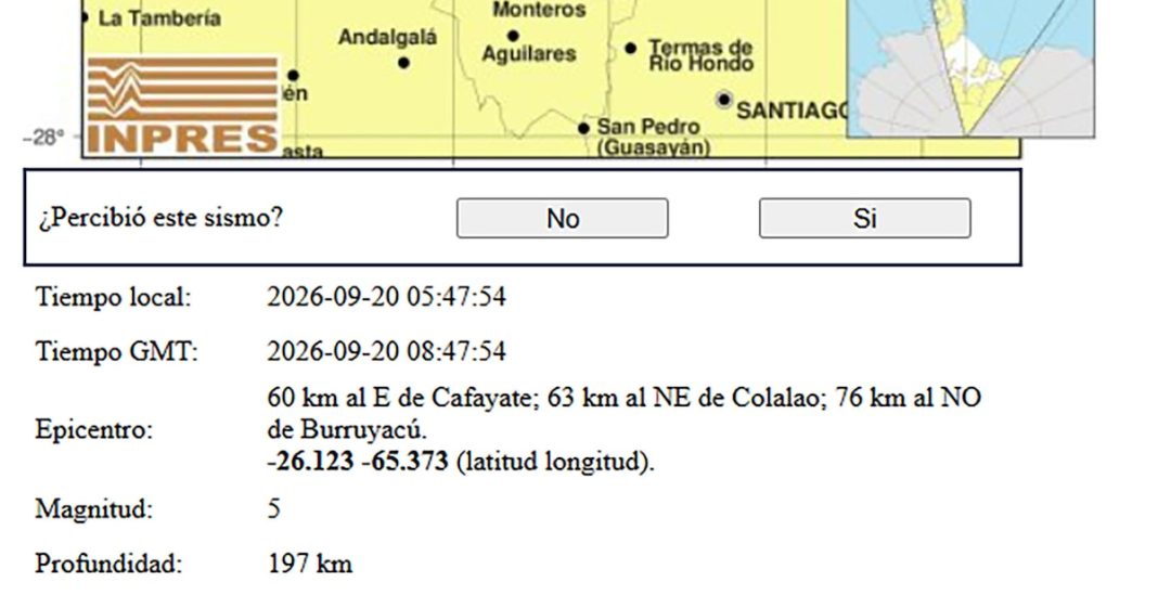 Un sismo de magnitud 5 sacudió Tucumán durante la madrugada y se sintó en otras provincias Un sismo de magnitud 5 sacudió Tucumán durante la madrugada y se sintó en otras provincias