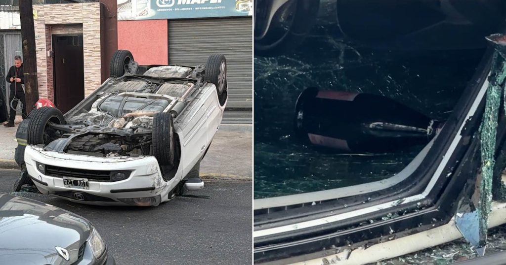 Choque y vuelco en Villa Lugano: encontraron una botella de champagne y bebidas energizantes en el auto accidentado