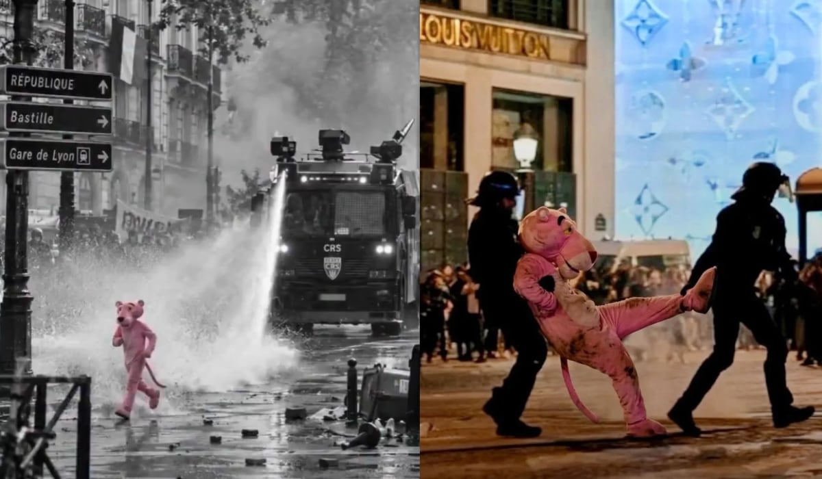 Imágenes de la Pantera Rosa protestando en París no son reales, fueron hechas con IA