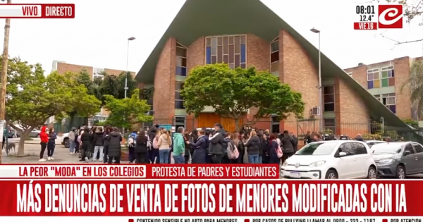 Protesta en otro colegio donde denuncian la venta de fotos de alumnas editadas con IA