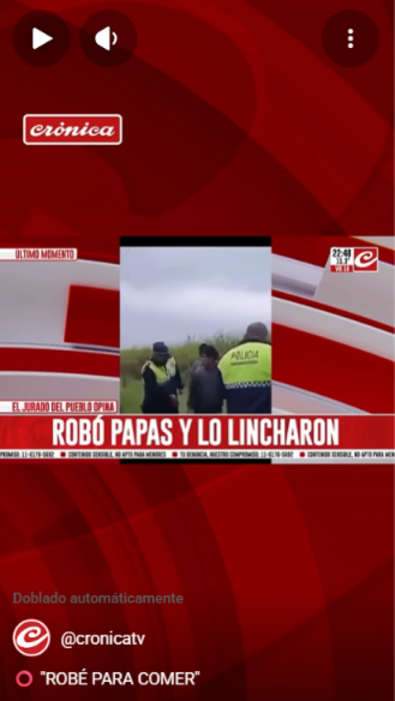 Robó papas "para comer" y lo lincharon