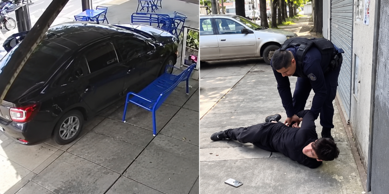 Así delicuentes le robaron a una maestra, intentaon huir de la Policía y se estrellaron contra una heladería