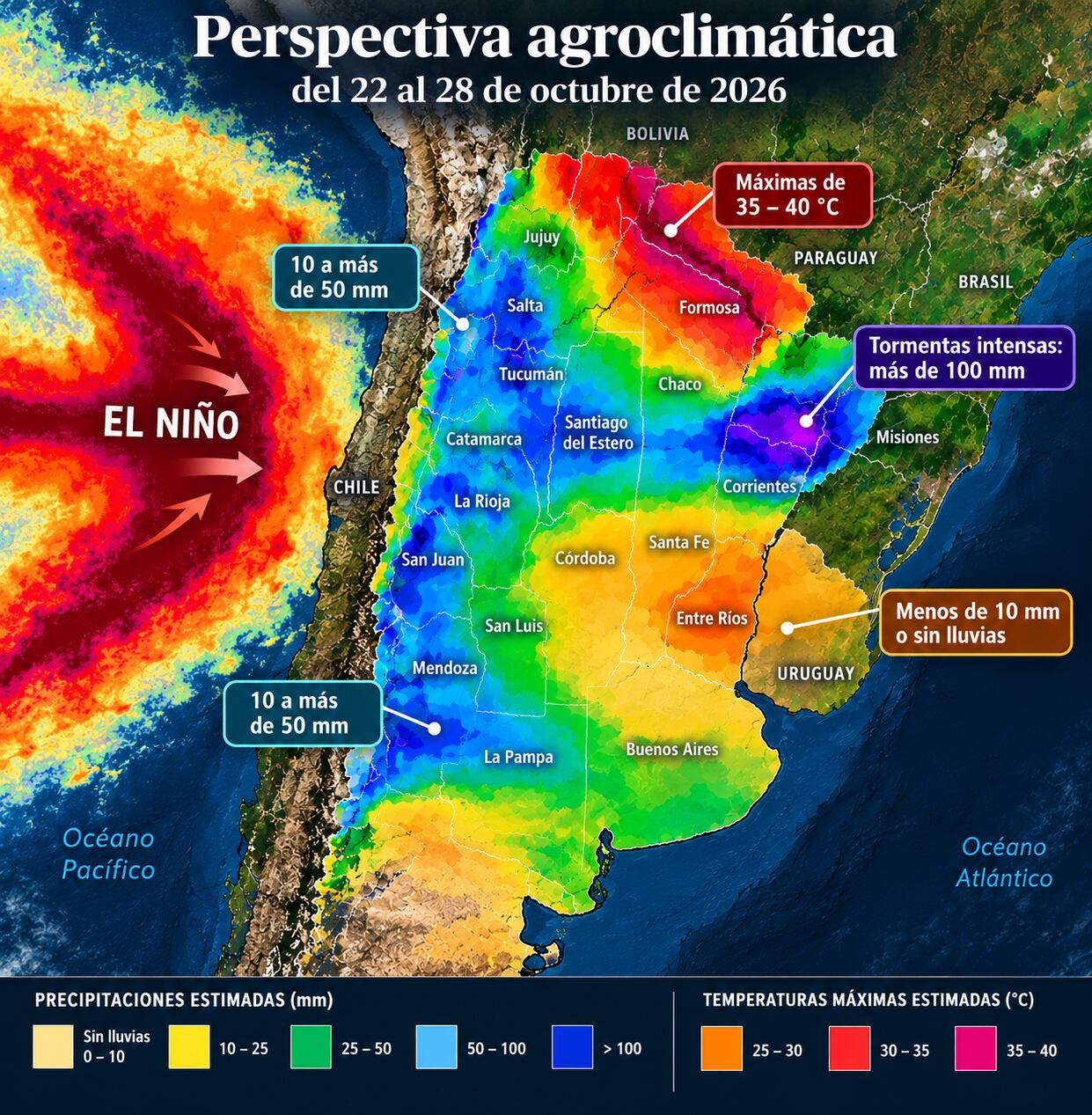 Tormentas de más de 100 mm y calor extremo: el clima pone en alerta al campo