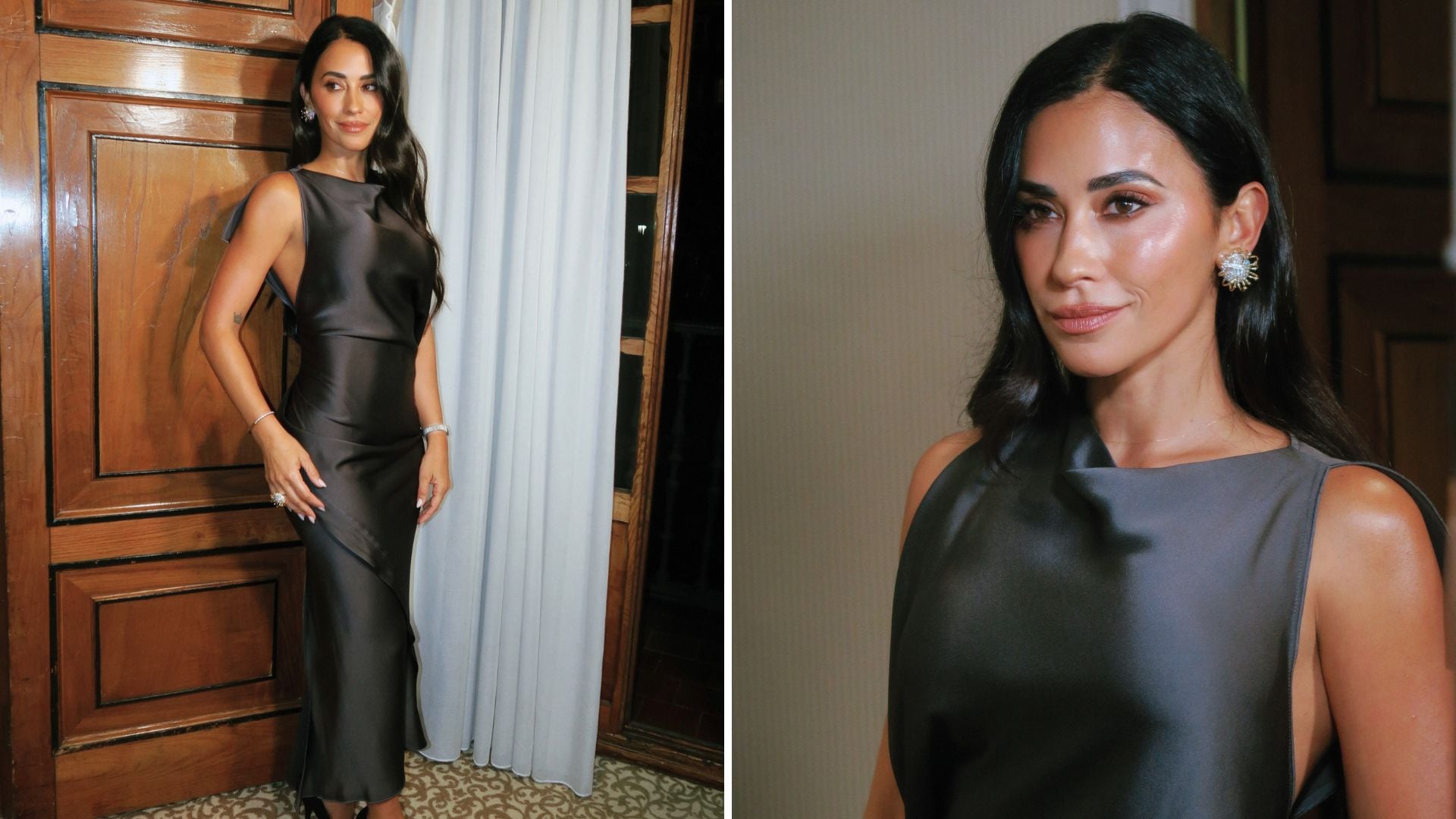Antonela Roccuzzo deslumbró con un vestido  que combinó sobriedad y sensualidad