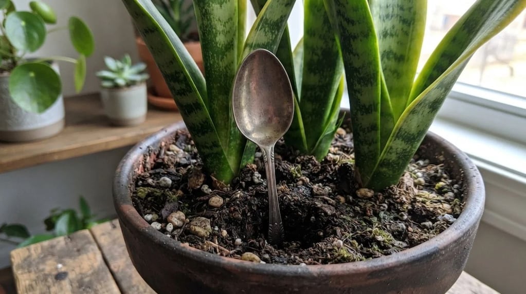 Clavar una cuchara en la tierra de la lengua de suegra: para qué sirve y por qué lo recomiendan