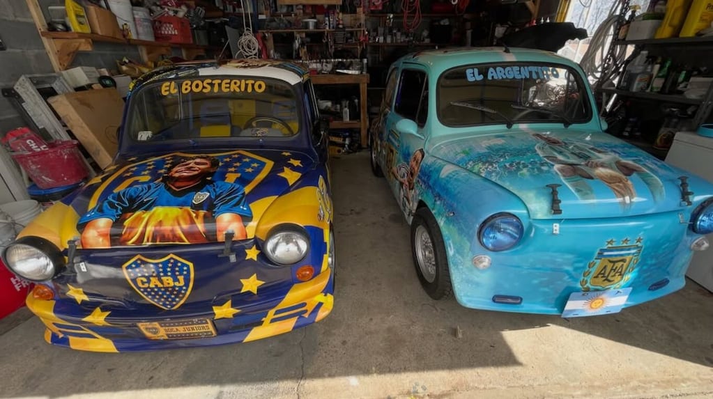 Es argentino, vive en Estados Unidos hace 40 años y convirtió dos Fiat 600 en el reflejo de su pasión por el fútbol