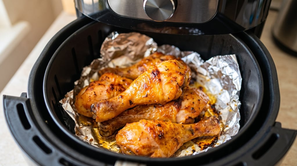 Los chef españoles revelan: “Para hacer un pollo crocante por fuera y jugoso por dentro en la air fryer hay que marinalo 15 minutos con 2 cucharadas de aceite de oliva, 1/2 limón y 2 dientes de ajo picados”