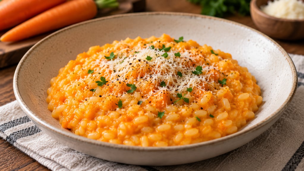 Con 250 gramos de zanahoria y 150 de arroz: cómo hacer un risotto cremoso y delicioso en 9 pasos